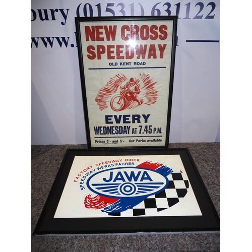 546 - Framed posters - New Cross Speedway and Jawa