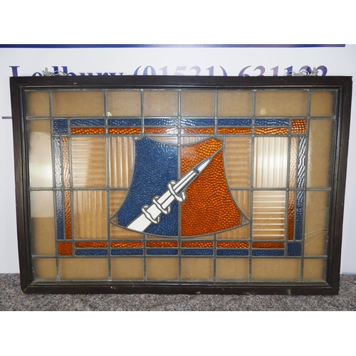 569 - The Rye House Rockets speedway vest stained glass window in frame 32