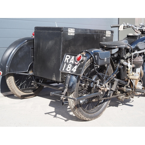 978A - Sunbeam Lion sidecar outfit. 1934. 500cc. 
Frame No. 4920941
Engine No. 6B4901013
Runs but may requi... 