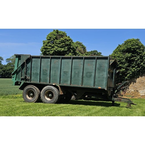 278 - Merrick Loggin 18 ton tandem axle grain trailer. Hydraulic tail gate, air brakes and side extensions