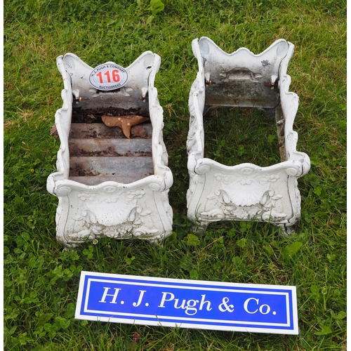 116 - Pair of cast iron planters