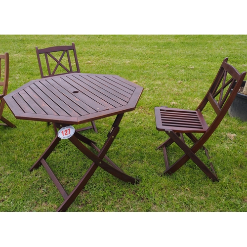 127 - Garden table and 2 chairs