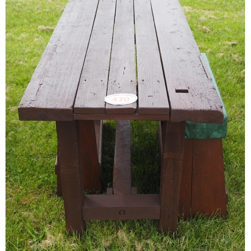 470 - Garden table and 2 benches