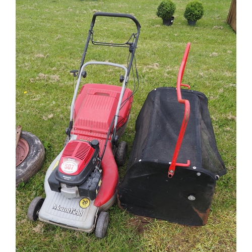 507 - Mountfield mower and mower collector back