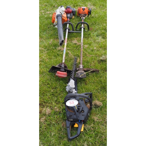 53 - Stihl blowers, McCulloch chainsaw and 2 strimmers