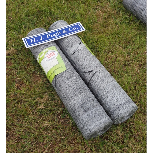 1303 - Galvanised 13mm chicken wire netting *seconds, 0.9m x 50m rolls - 2