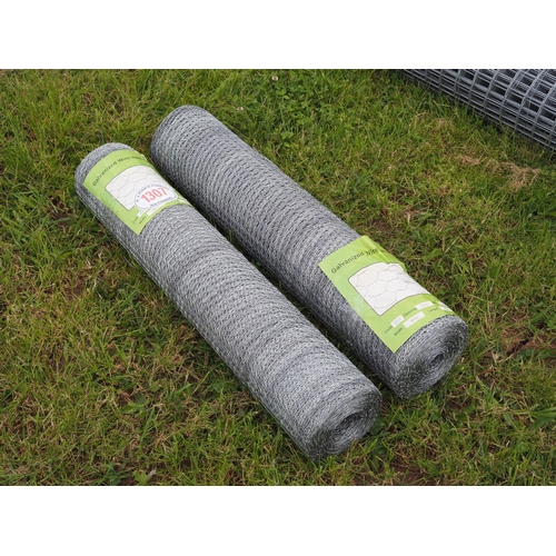 1307 - Galvanised 13mm chicken wire netting *seconds, 0.9m x 50m rolls - 2