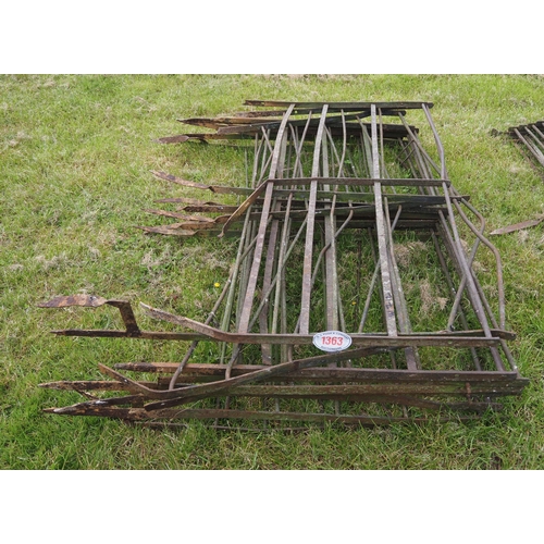1363 - Wrought iron hurdles 6ft - 10