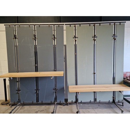 2163 - Room divider on casters 9ft x 6ft with hardwood shelf - 2