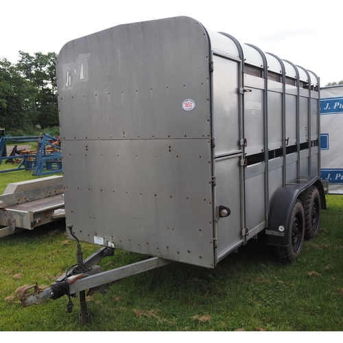 1652 - Ifor Williams 12ft stock trailer with decks and gates