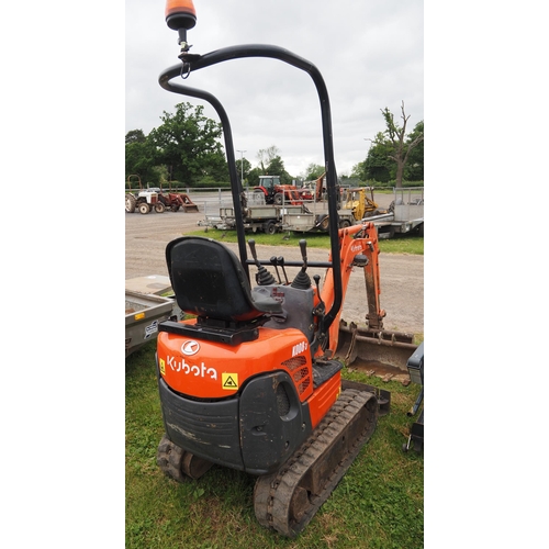 1809 - Kubota K008-3 mini digger. 2008. C/w 3 buckets, showing 2633 hours. Key in office