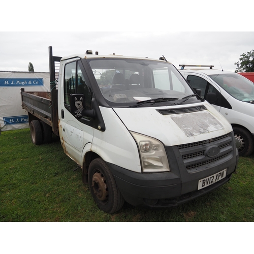 1830 - Ford transit tip truck, 2012. MOT until 11th July. Reg. BV12 XPN