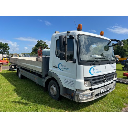 1851 - Mercedes Atego dropside lorry. Runs and drives. Driven to sale field. MOT unt 31/08/24. Reg. LK57 AR... 