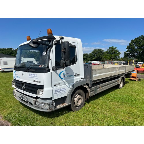 1851 - Mercedes Atego dropside lorry. Runs and drives. Driven to sale field. MOT unt 31/08/24. Reg. LK57 AR... 