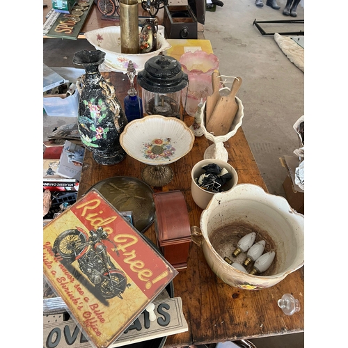 69 - Miscellaneous items to include tin signs and lanterns