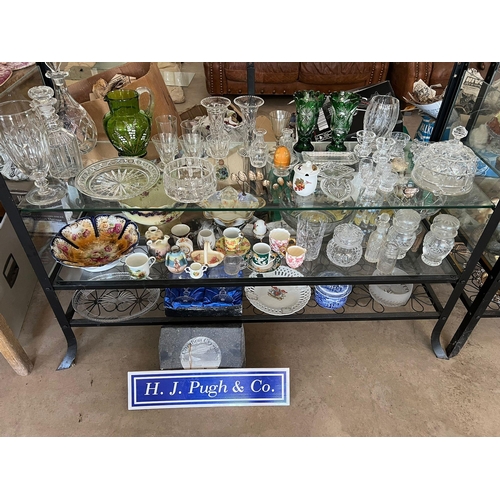 74 - Glass display cabinet and contents to include cut glass