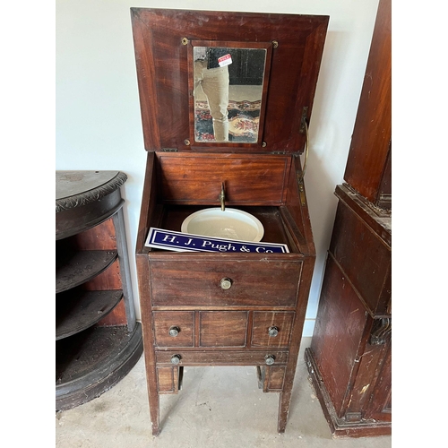 86 - Mahogany wash basin with mirror 45 x 23 x 22