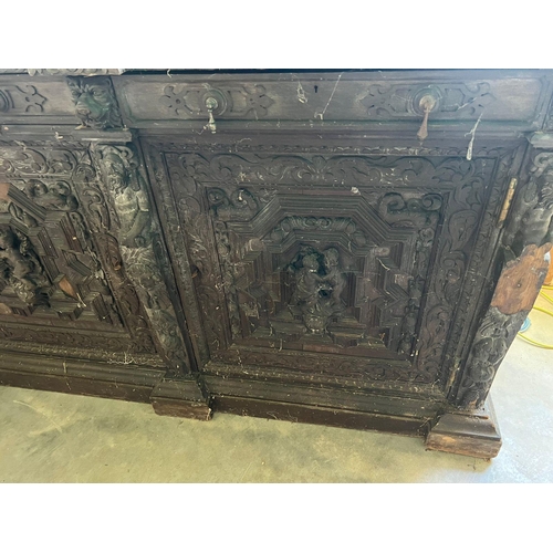 94 - Heavily carved sideboard 66 x 39 x 25