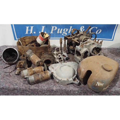 128 - New Imperial engine parts, tank, headlight cowl, dynamo's etc.