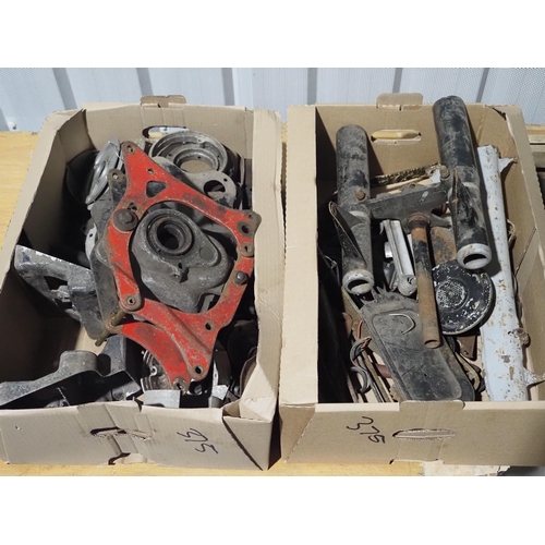 375 - British engine plates, fork parts etc