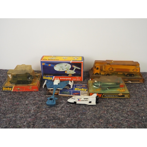 30 - Dinky 1960s/70s model vehicles to include Thunderbirds 2 & 4, Bren gun carrier with anti-tank gun, A... 