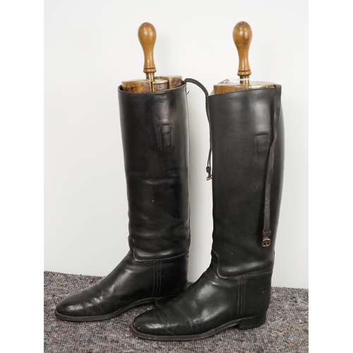 289 - Pair of riding boots with vintage wooden boot trees