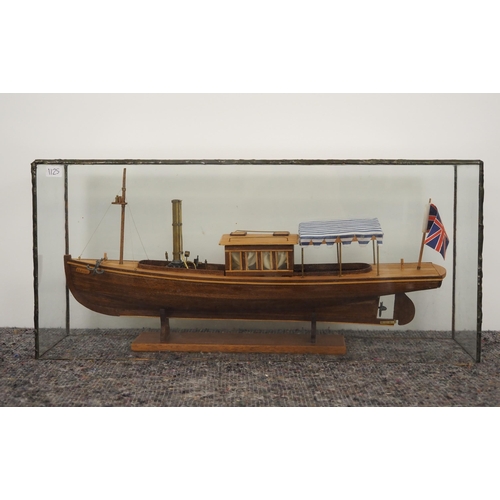 243 - Wooden steam boat model with glass display case 20