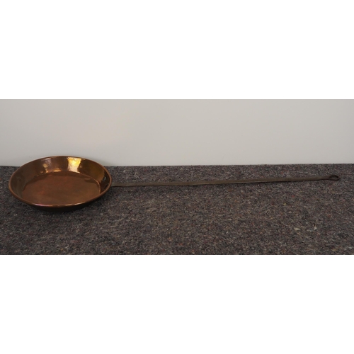 281 - Copper pan with long steel handle