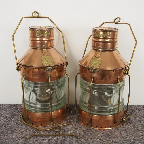 251 - Pair of Seacone ships anchor lamps. One damaged