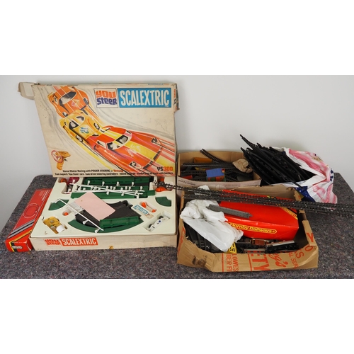 273 - Scalextric, You Steer set and Hornby locomotive, track and other accessories