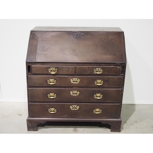 454 - Georgian mahogany bureau with brass handles H41