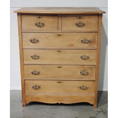 457 - Victorian satinwood chest of 2 short and 3 long drawers H48