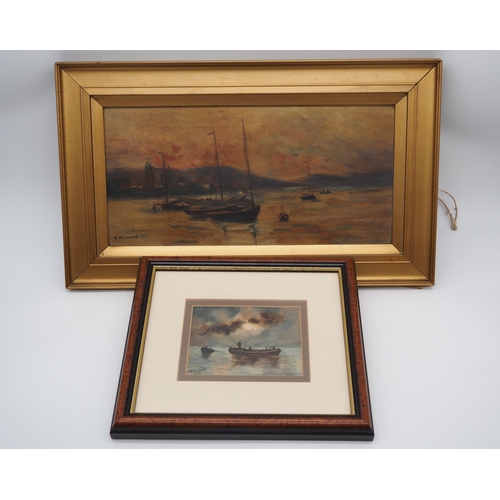 382 - Framed oil and watercolour paintings of boats signed K. Millward