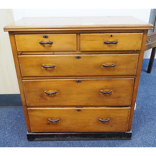 444 - Mahogany chest of 2 short and 3 long graduated drawers H45