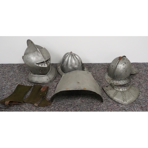 88 - 1640s Civil war battle helmets and breastplate copies made from fiberglass