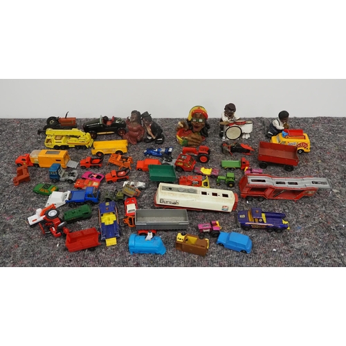 82 - Quantity of resin jazz band figures and model vehicles to include Corgi and Matchbox
