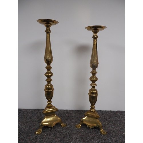 351 - Pair of heavy brass candlesticks 37