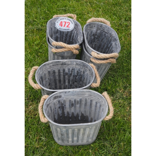 472 - Rope handled galvanised buckets