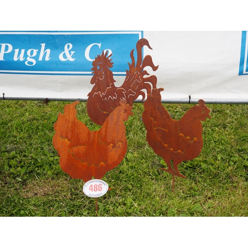 486 - Chicken and Cockerel ornaments - 3