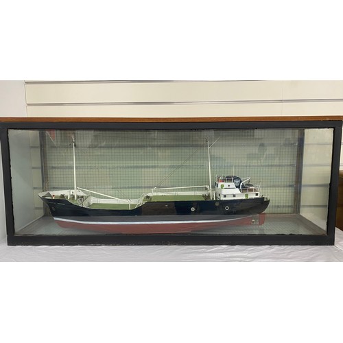 257 - Mercantic model ship in metal and glass display case 19