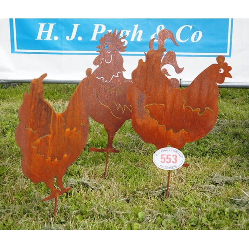 553 - Chicken and Cockerel ornaments - 3