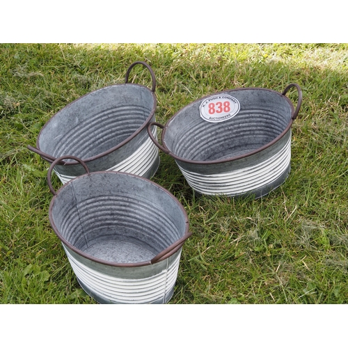 838 - Small galvanised buckets - 3
