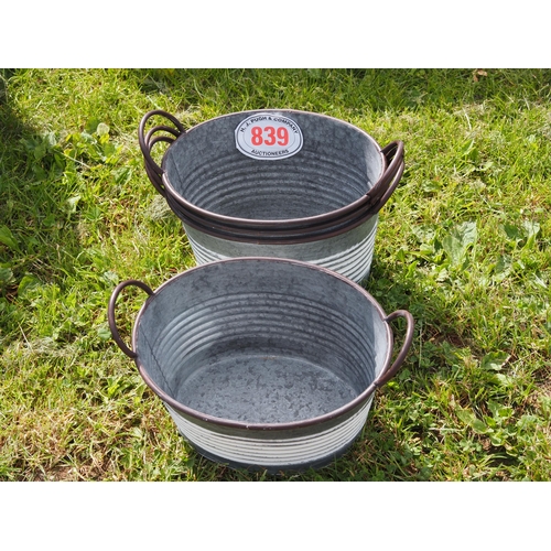 839 - Small galvanised buckets - 4