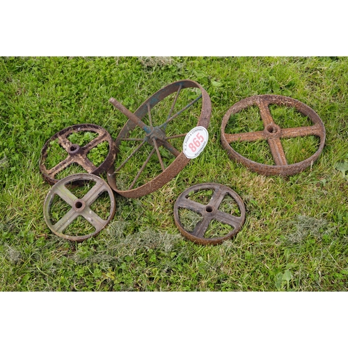 865 - Various cast iron wheels