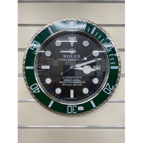 387 - Rolex Submariner style wall clock 13½