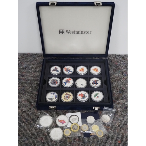 97 - Assorted modern commemorative coins in blue case