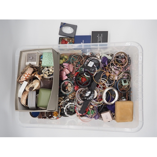 330 - Quantity of costume jewellery to include Swarovski earrings, bracelets, necklaces, watches, etc.