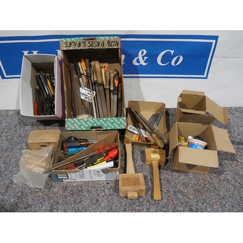 288 - Assorted files, screwdrivers, plyers and shears, etc.