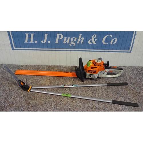 435 - Stihl HS45 petrol hedge cutter and Fiskars grass shears