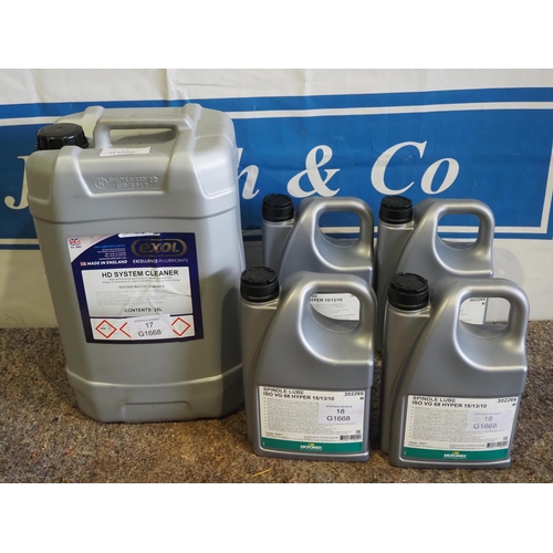 490 - Spindle lube hydraulic oil 4 litres - 4 and Exol HD system cleaner 25 litres